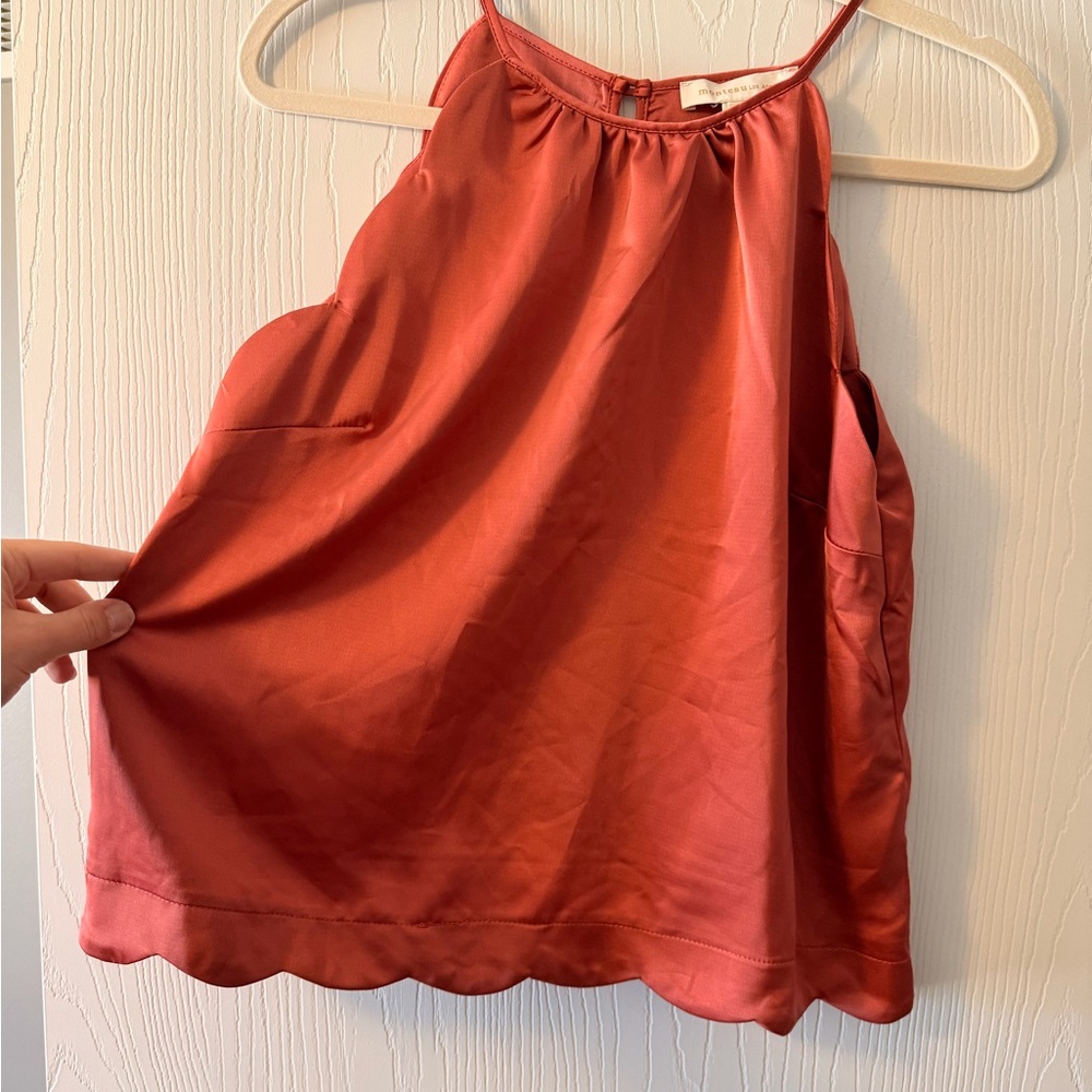 Monteau | Rust-Pink Satin Halter Tank
